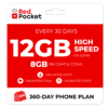 $16.67/Mo RedPocket Prepaid Plan: UnImtd Everything, GSMA 12GB(GSMT & CDMA 8GB)