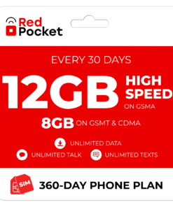 $16.67/Mo RedPocket Prepaid Plan: UnImtd Everything, GSMA 12GB(GSMT & CDMA 8GB)