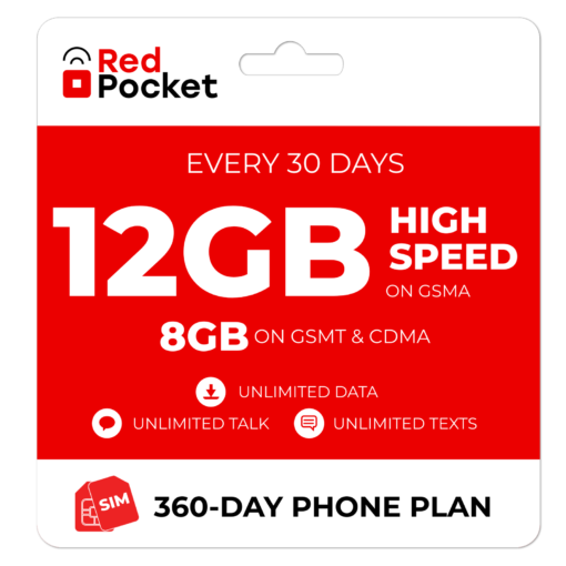 $16.67/Mo RedPocket Prepaid Plan: UnImtd Everything, GSMA 12GB(GSMT & CDMA 8GB)