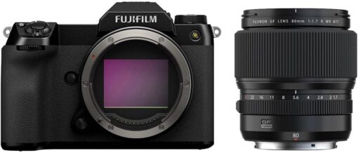 Fujifilm GFX 100S Medium Format Mirrorless Camera, Black with Fujinon GF 80mm f/1.7 R WR Lens, Black